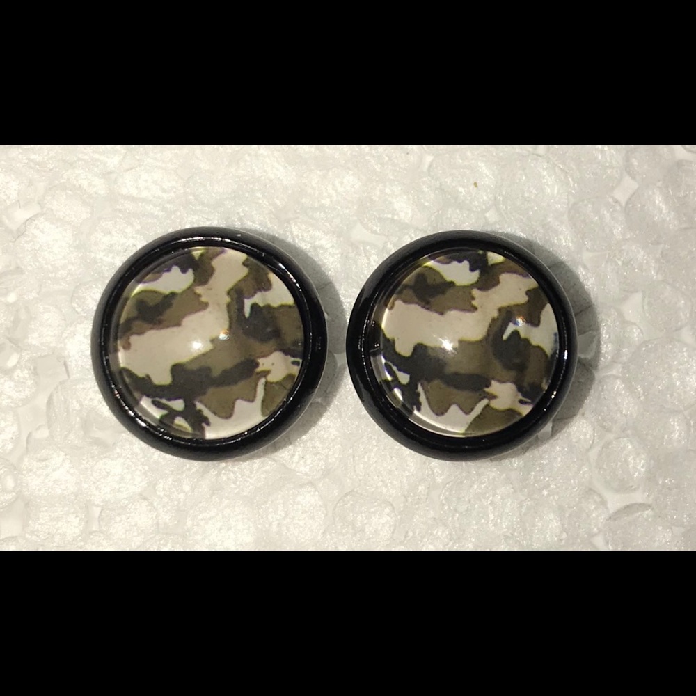 Green Camo Stud Earrings